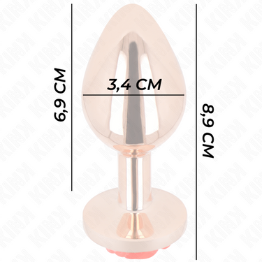 Plug anale rosa oro metallizzato con rosa rossa decorativa